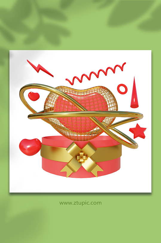 红色电商促销礼盒3D立体模型-众图网