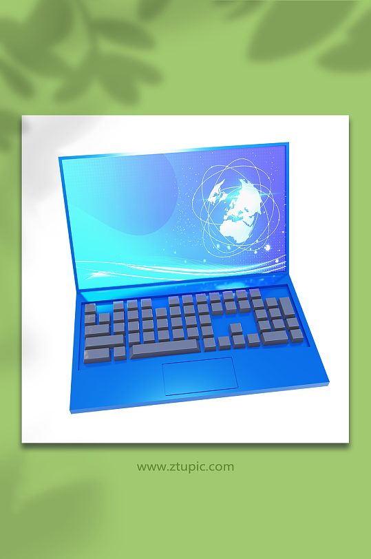 蓝色笔记本电脑3d模型