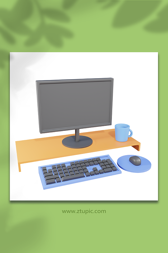 卡通台式电脑键盘鼠标3d模型