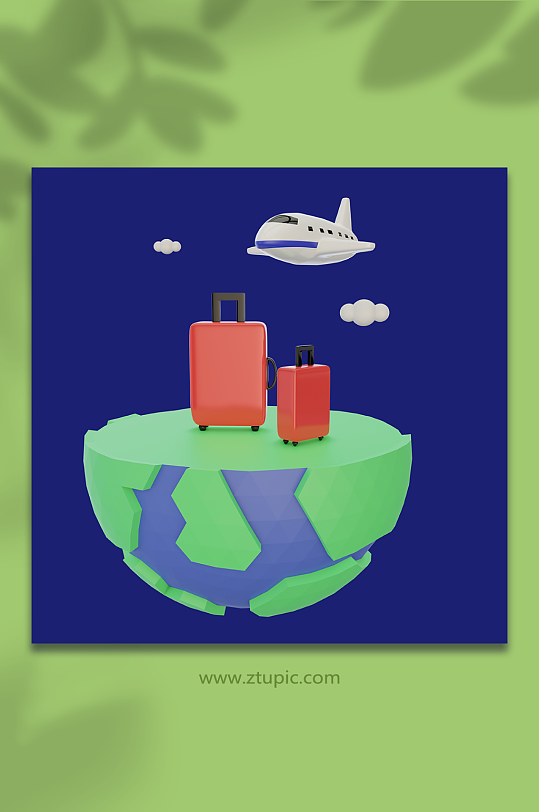 飞机旅游元素地图行程机票旅行模型