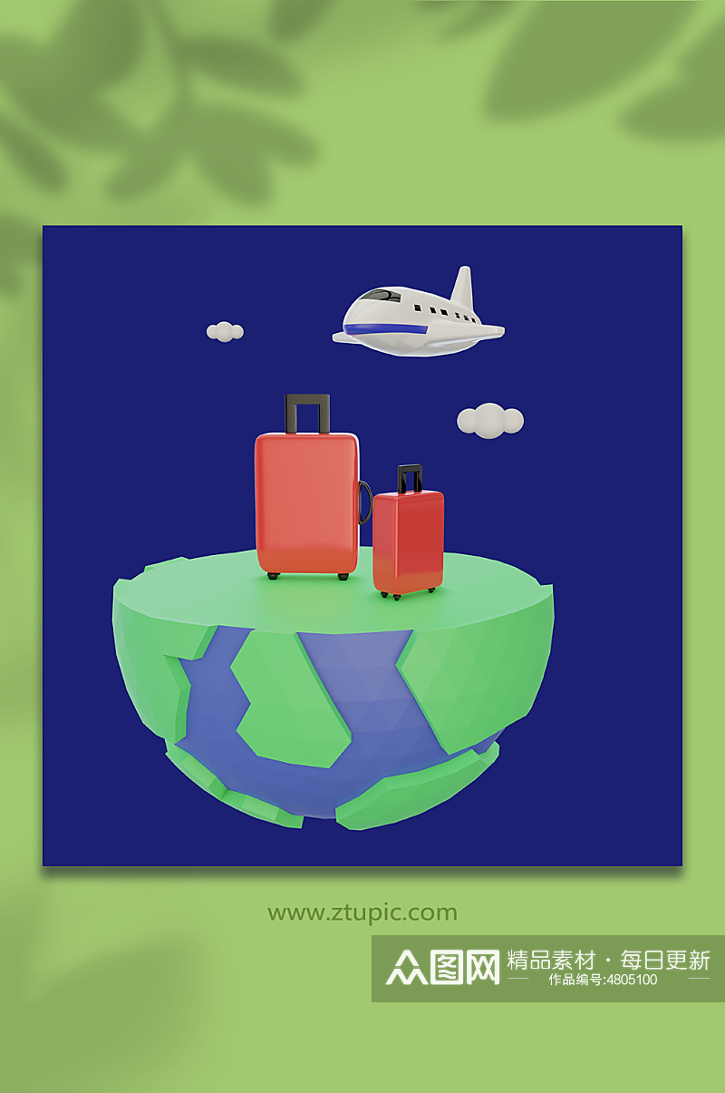 飞机旅游元素地图行程机票旅行模型素材