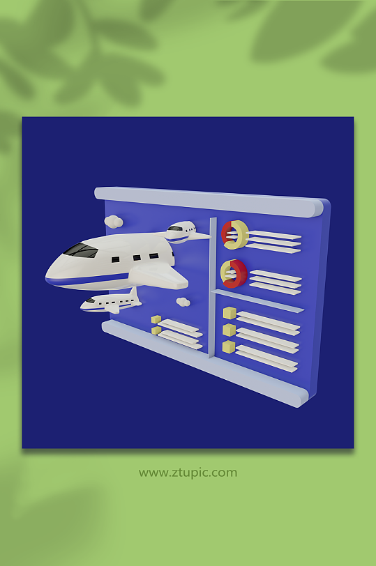 飞机旅游元素地图行程机票旅行模型