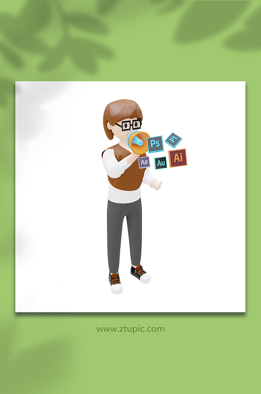 喇叭设计师人物招聘3D立体模型-众图网