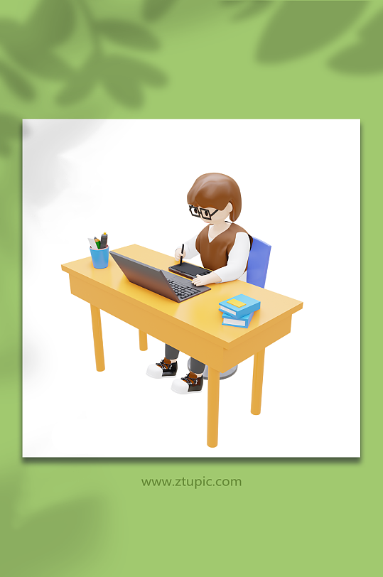 设计师人物招聘3D立体模型画画-众图网