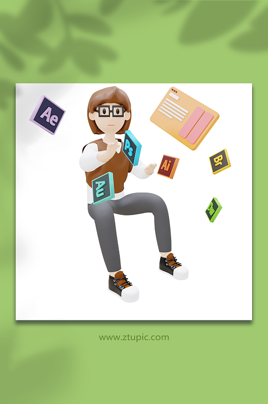 文件设计师人物招聘3D立体模型-众图网