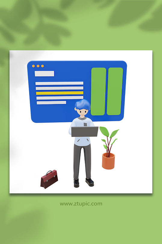 企业招聘人物3D立体模型-众图网