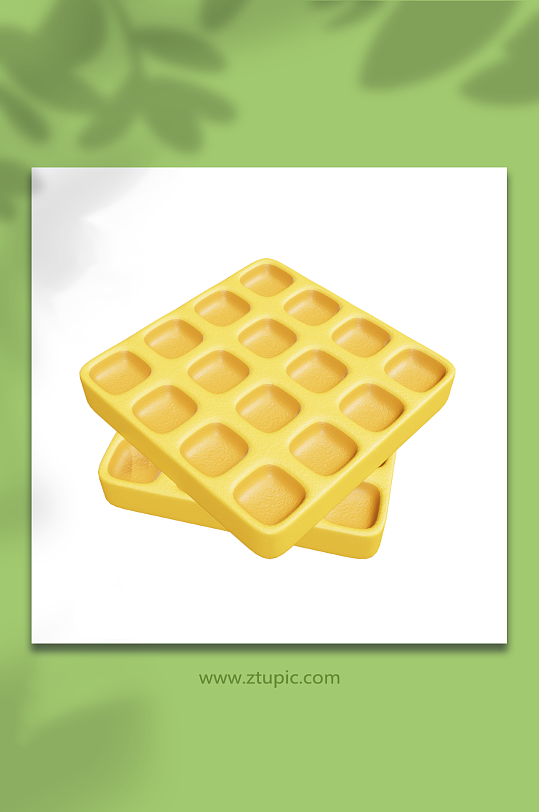 华夫饼卡通甜点3d模型-众图网