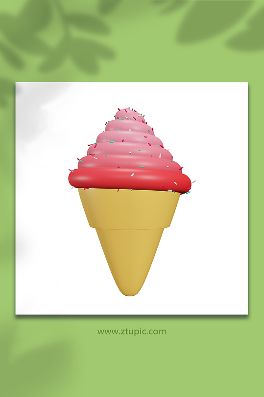 粉色冰淇淋卡通甜点3d模型