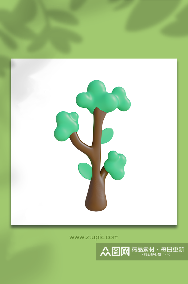卡通树绿色环保3d模型素材