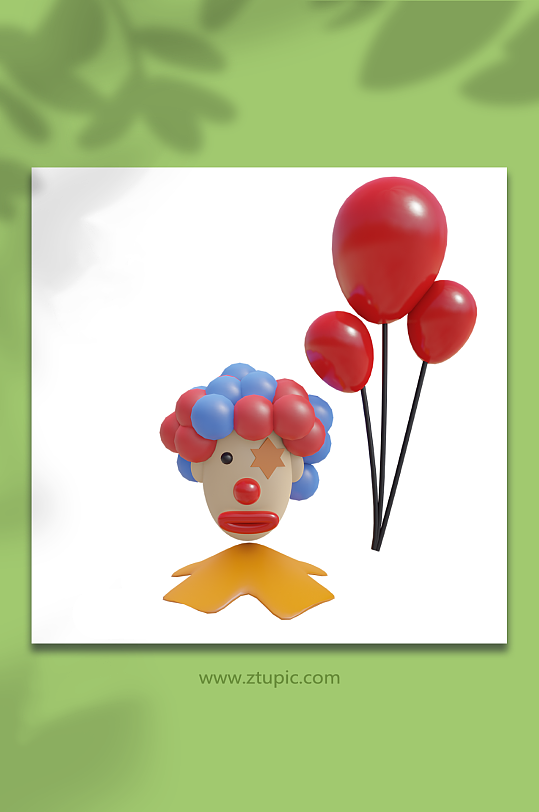 愚人节小丑气球人物卡通3d模型