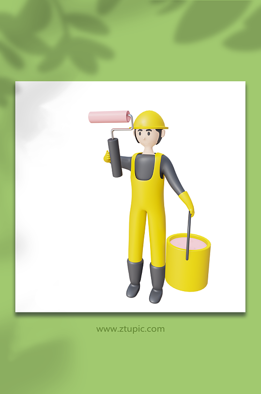 建筑装修行业3d模型人物油漆刷子-众图网