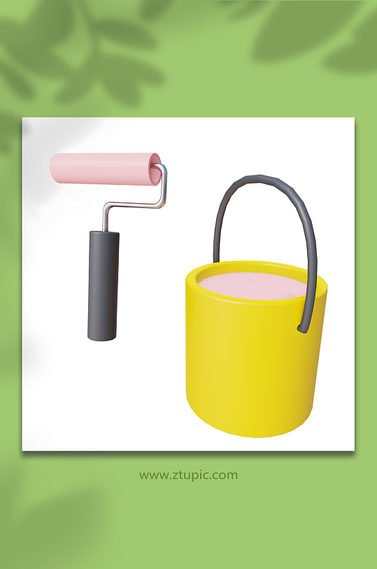 建筑装修行业工具3d模型油漆刷子-众图网