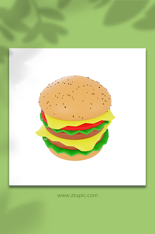 快餐小吃卡通3d模型汉堡包