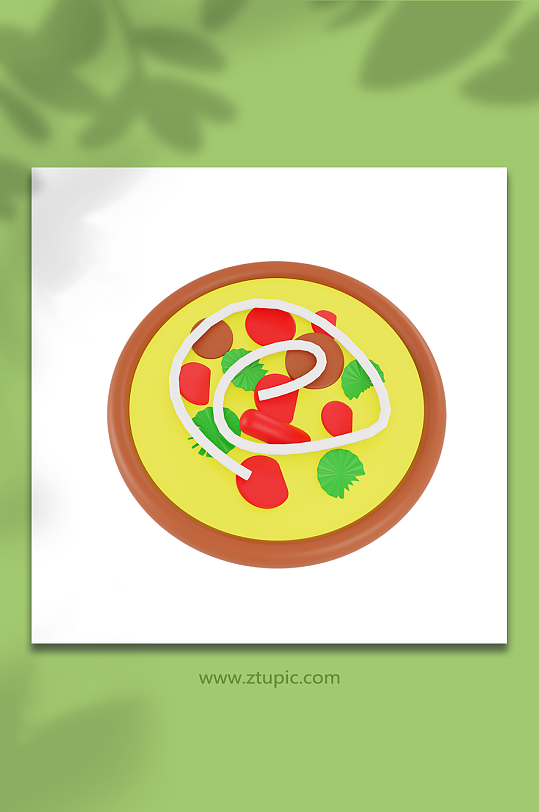 快餐小吃卡通3d模型披萨-众图网