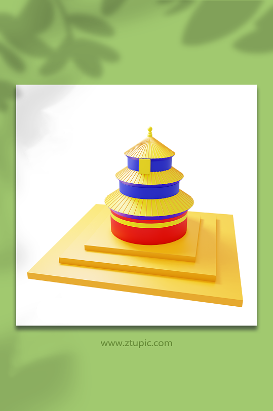 卡通3d地标城市北京天坛模型-众图网