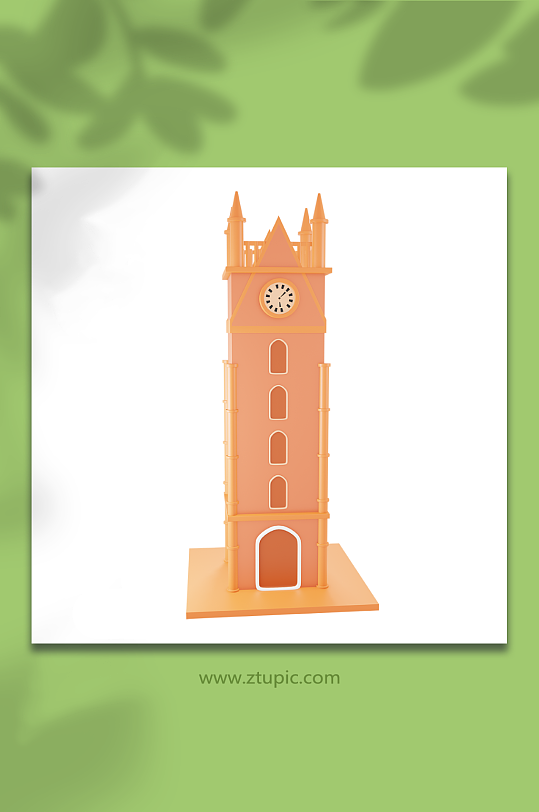 卡通3d地标城市海口钟楼模型-众图网