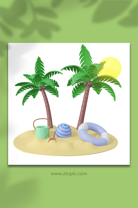 夏季清凉沙滩场景3d场景-众图网