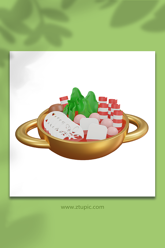 3d立体火锅卡通美食模型-众图网