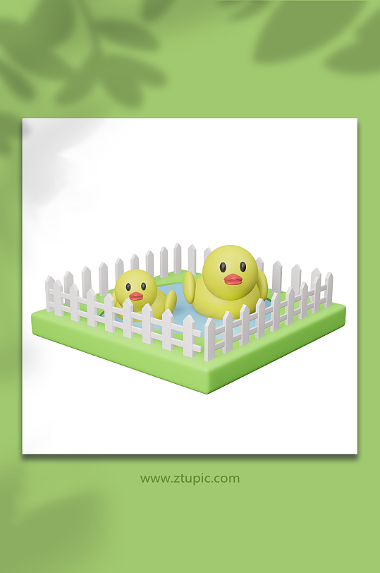 卡通3d农业农村场景模型养鸭-众图网