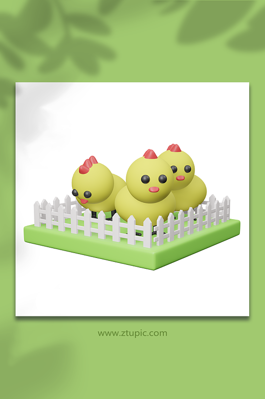 卡通3d农业农村场景模型养鸡场-众图网