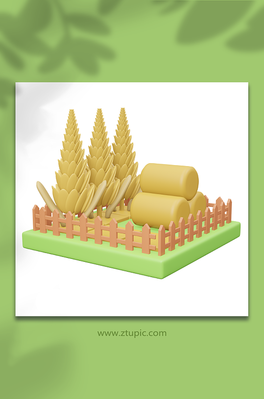 卡通3d农业农村场景模型小麦收割