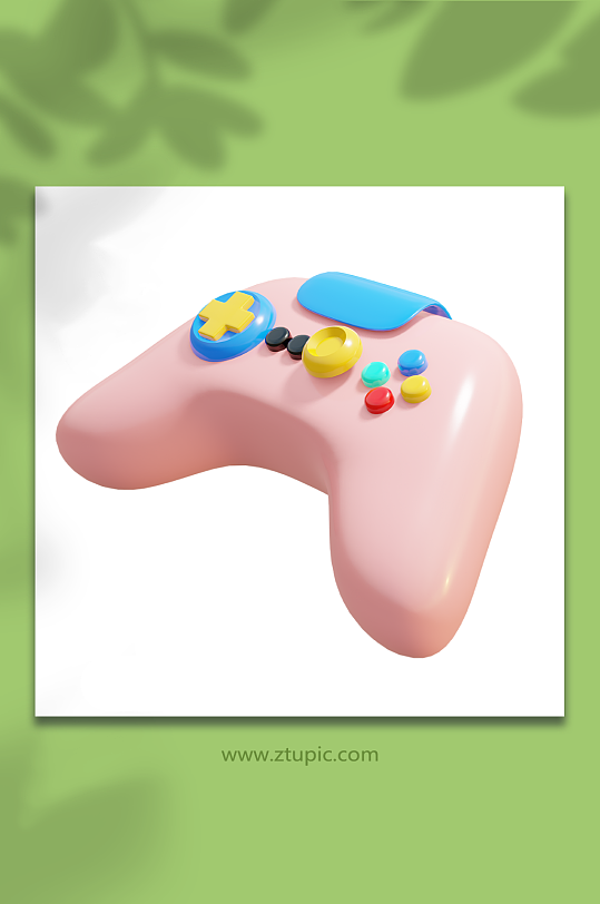 3D粉色立体娱乐游戏机电子设备手柄模型-众图网