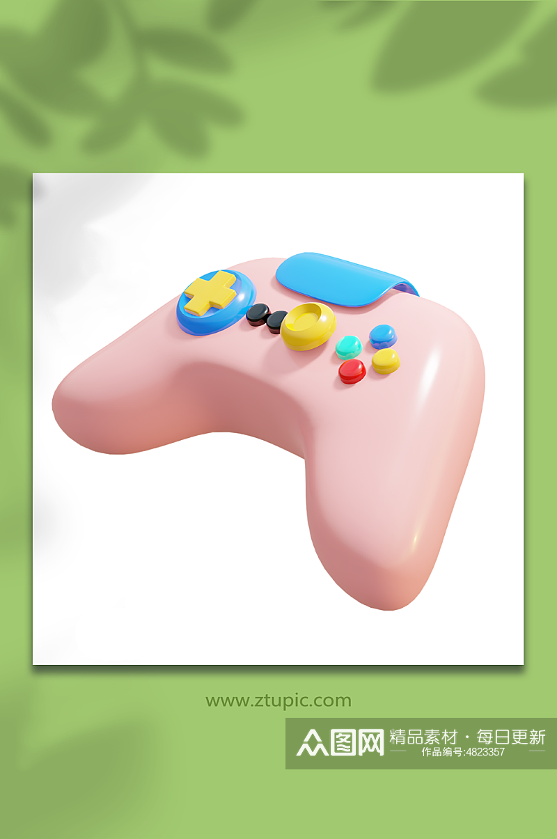 3D粉色立体娱乐游戏机电子设备手柄模型素材