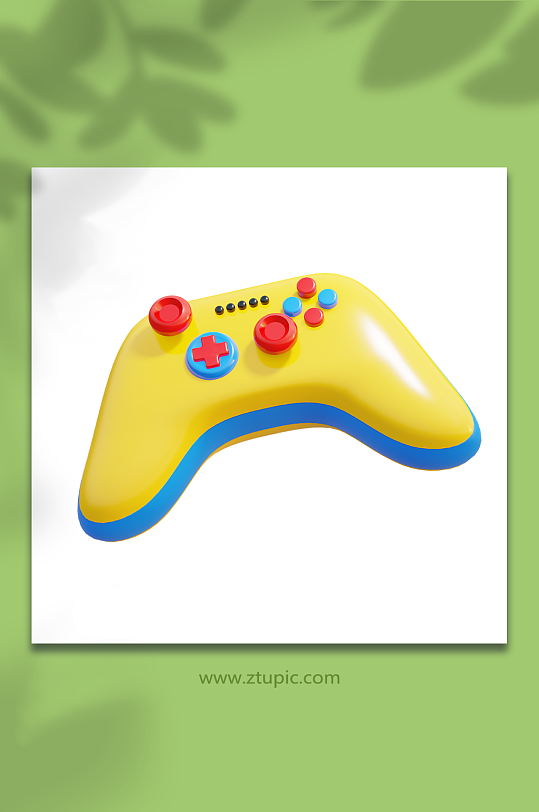 黄色手柄3D立体娱乐游戏机设备模型-众图网