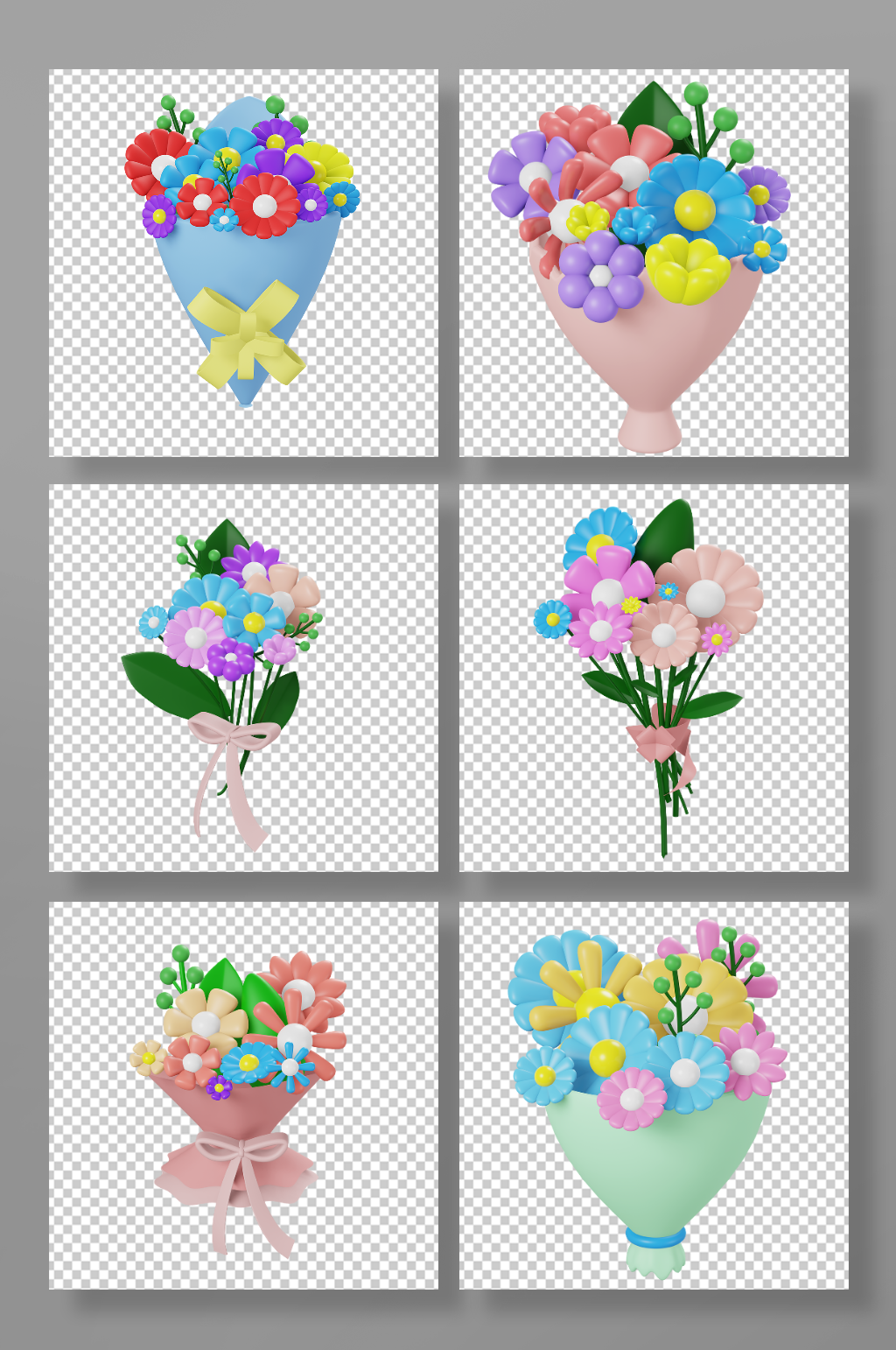 卡通节日花束3d模型免扣元素素材