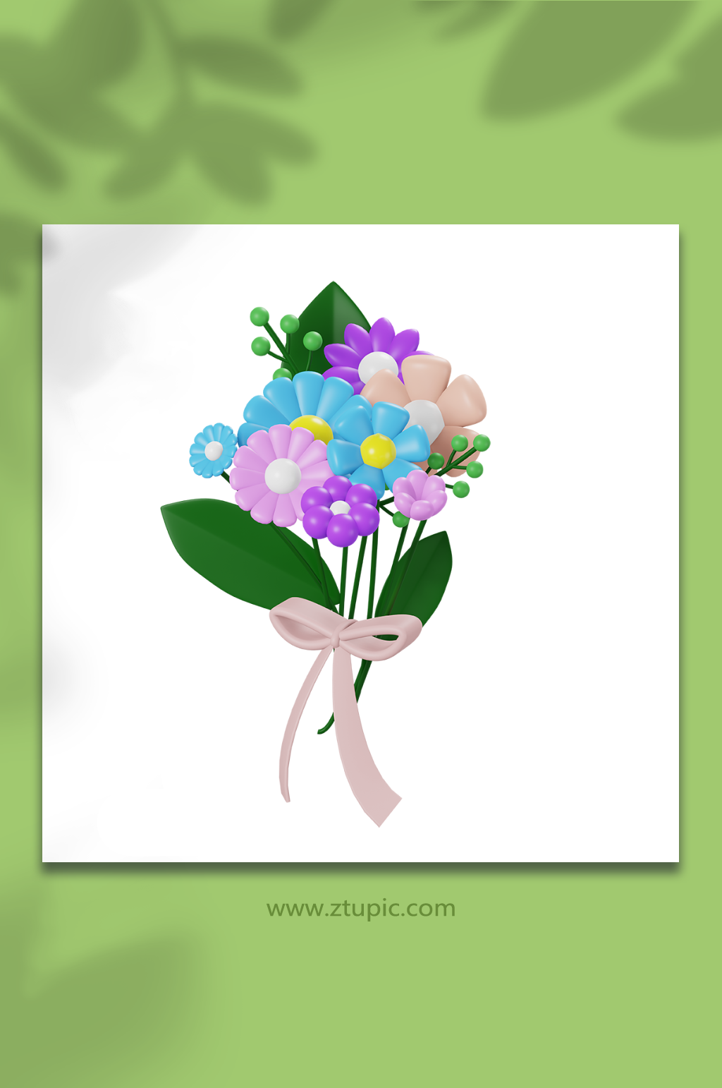 节日卡通花束3d模型素材