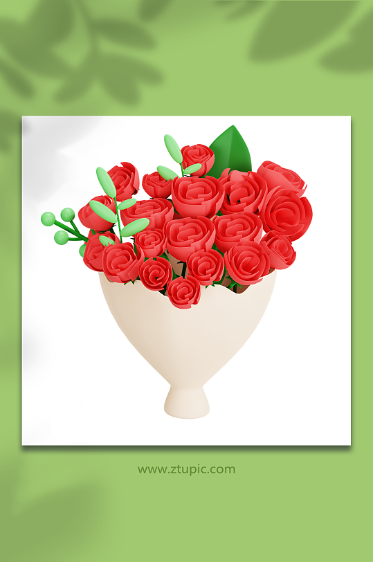 3D立体玫瑰花花束模型