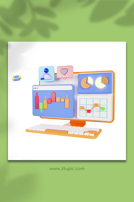 橙色商务互联网网页C4D3D模型-众图网