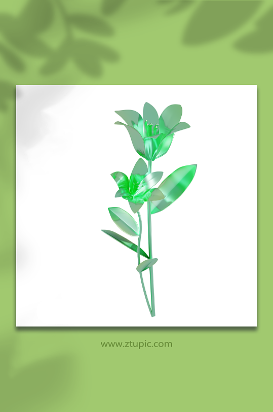 3d立体百合花金属花模型-众图网