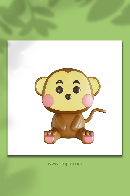 申猴十二生肖动物3d模型-众图网