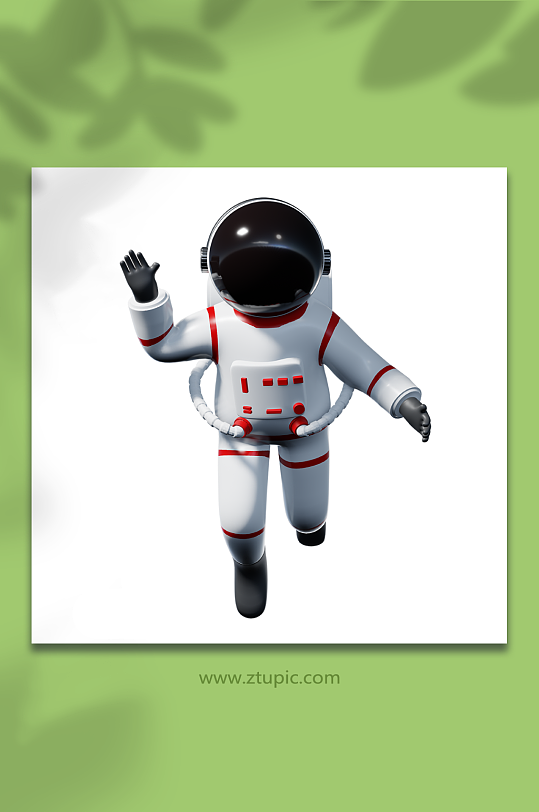 3D宇航员太空漫步人物模型打招呼-众图网