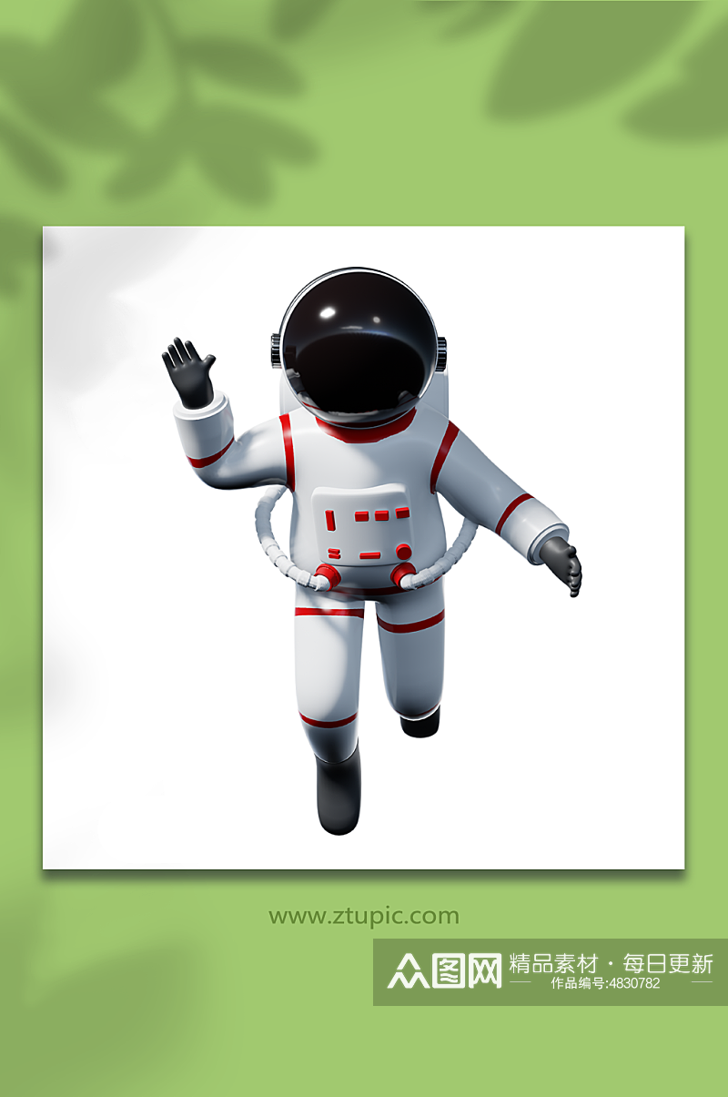 3D宇航员太空漫步人物模型打招呼素材