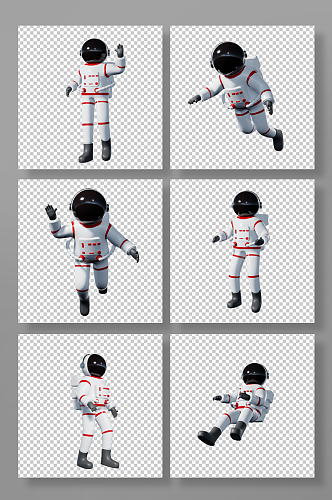 3D宇航员人物太空漫步模型免扣元素