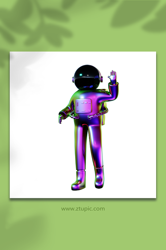 镭射3D宇航员人物模型打招呼模型-众图网