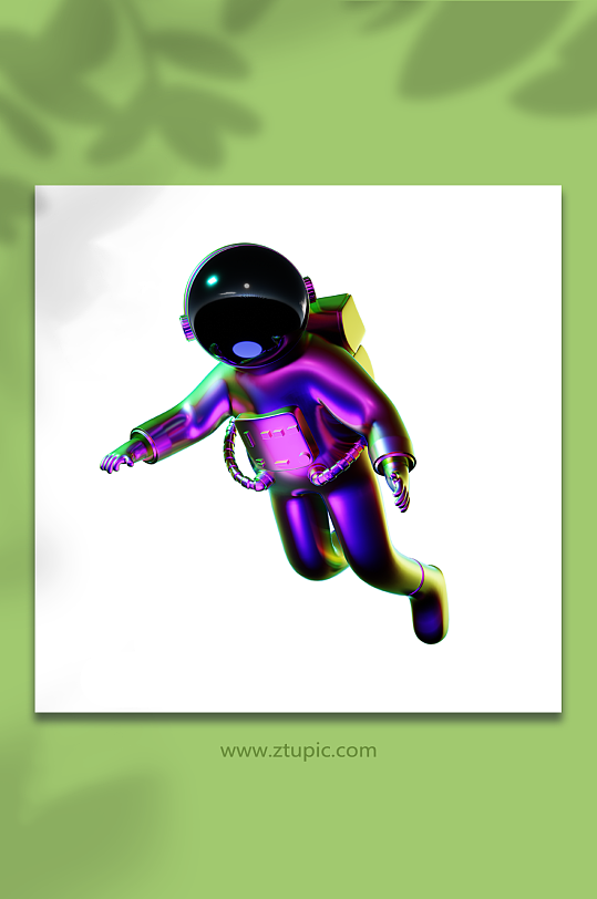 镭射3D宇航员人物太空漫步模型-众图网