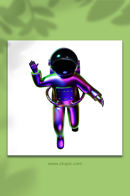 镭射3D宇航员太空漫步人物模型打招呼-众图网