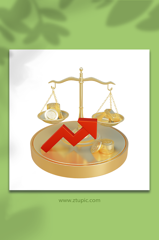 金属磨砂金融图标3d模型天平-众图网