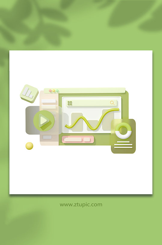 简约商务互联网网页信息图表3d模型-众图网