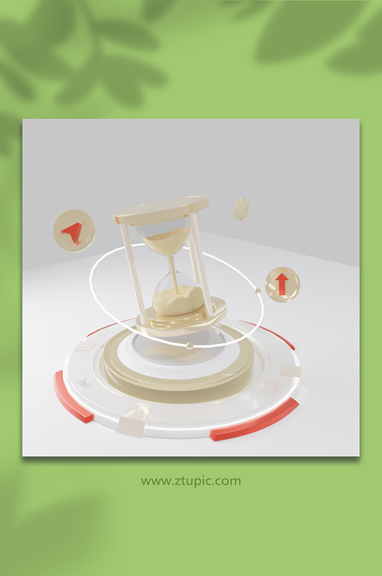 金色沙漏磨砂半透明金融图标3D模型-众图网