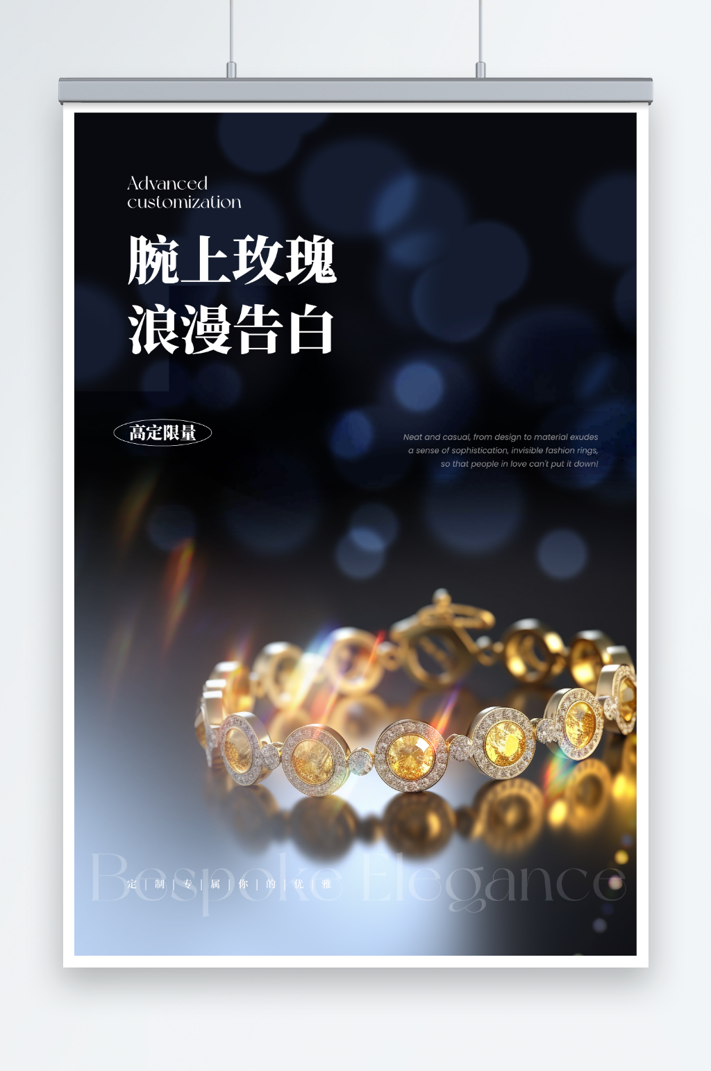 高级手链手镯珠宝首饰促销宣传海报素材