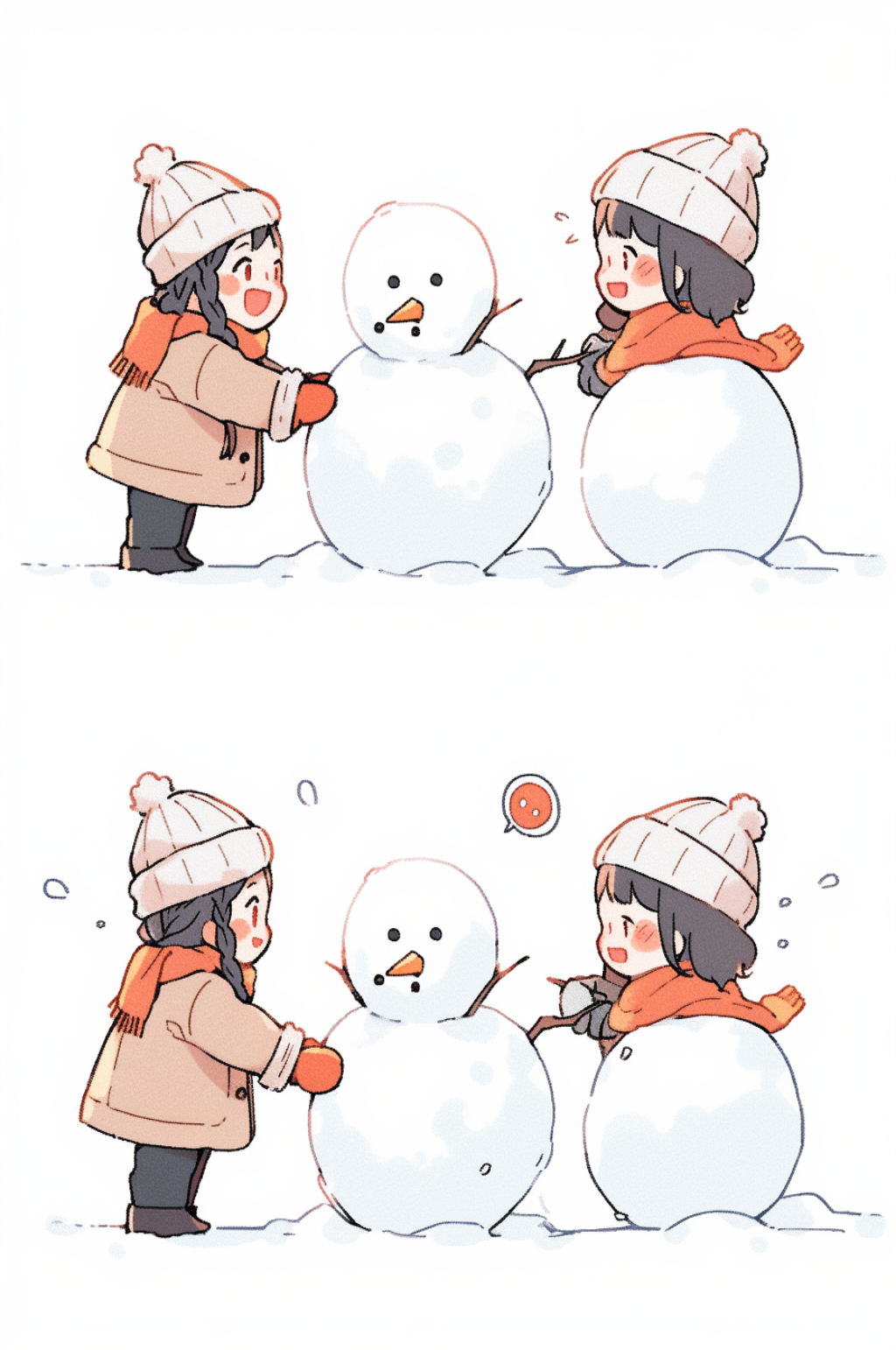 数字艺术冬天堆雪人插画素材