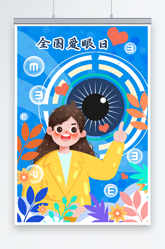 卡通全国爱眼日爱护眼睛人物插画-众图网