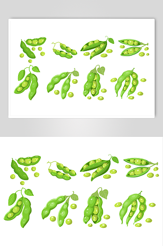 卡通手绘毛豆蔬菜元素插画