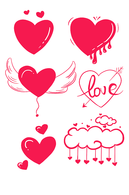 手绘装饰爱心线条爱心装饰图案免扣元素简约粉色爱心大象装饰画立即