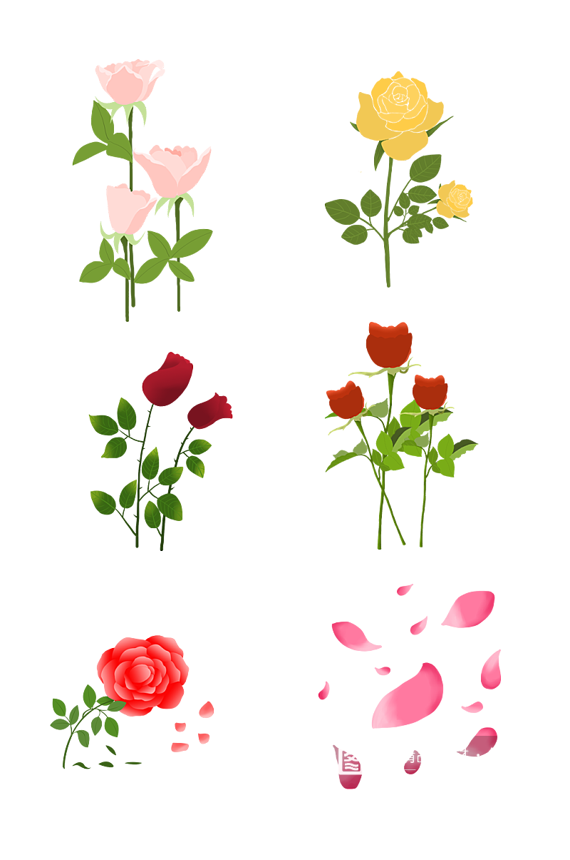 玫瑰花手绘矢量素材素材