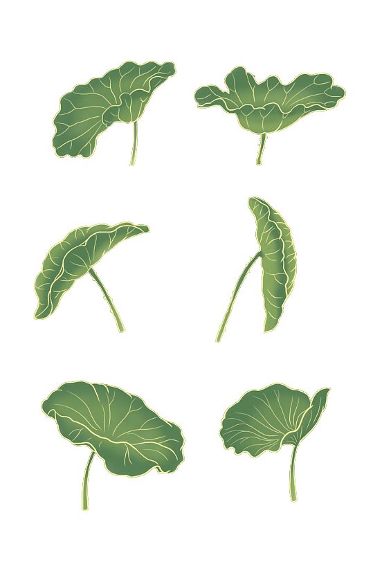 荷叶手绘国潮素材